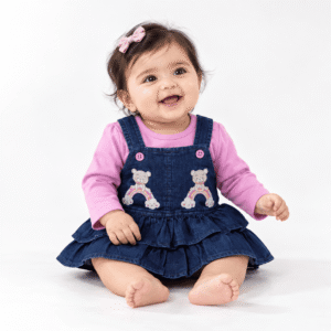 Denim Pinafore Dress for Baby Girls | Embroidered Detail