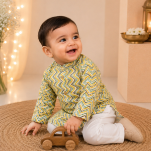 Printed Kurta & Dhoti Set for Baby Boys | Full Sleeves Ethnic Wear