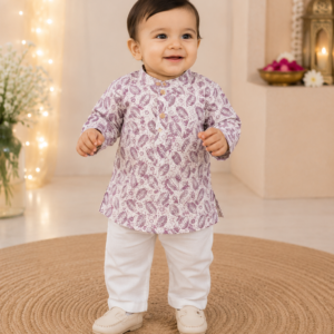 Printed Kurta & Dhoti Set for Baby Boys | Full Sleeves Ethnic Wear