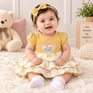 Floral Appliqué Frock for Baby Girls